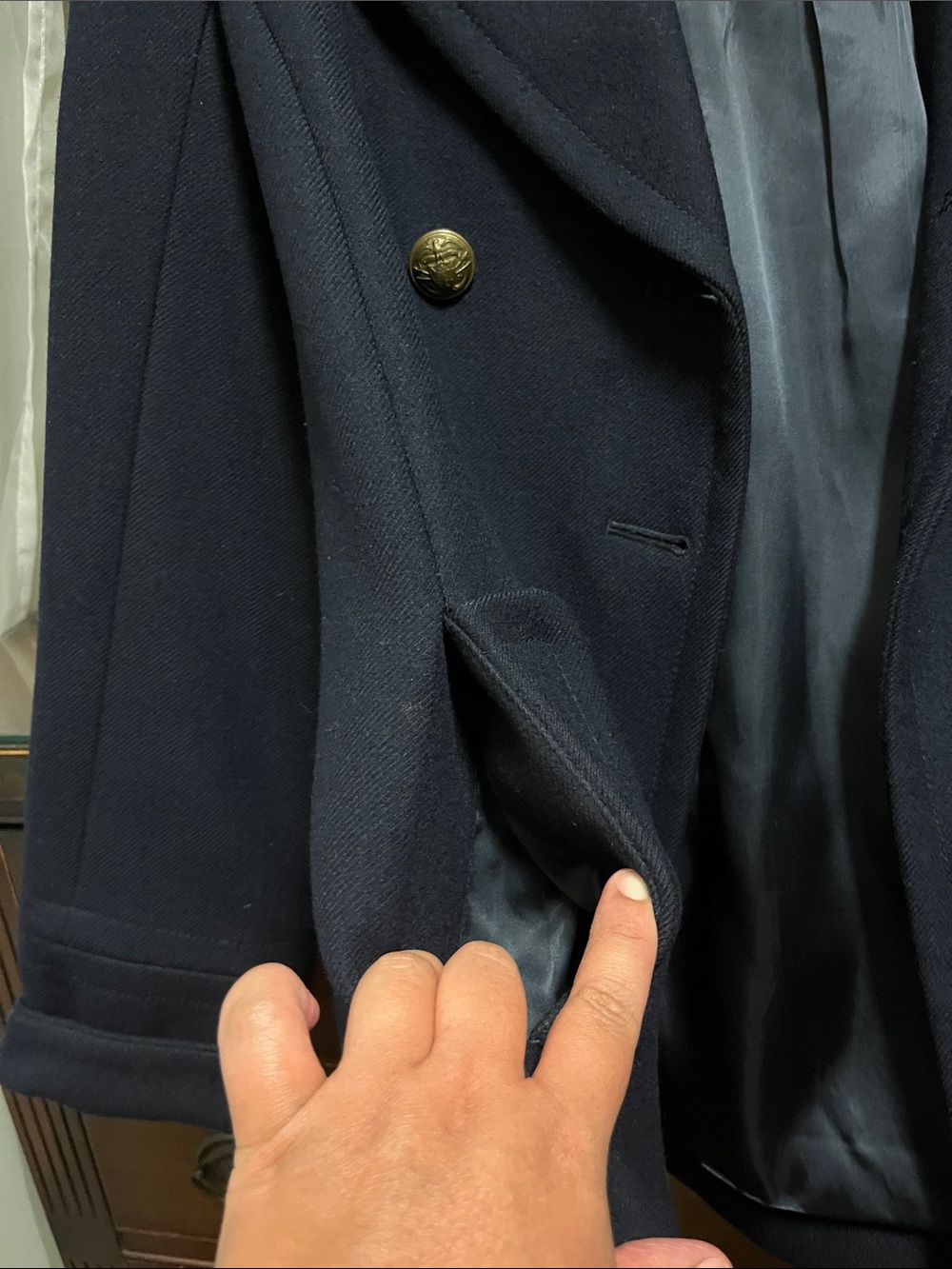J Crew Women's Size 6 Navy Wool Pea Coat - Picture 9 of 16
